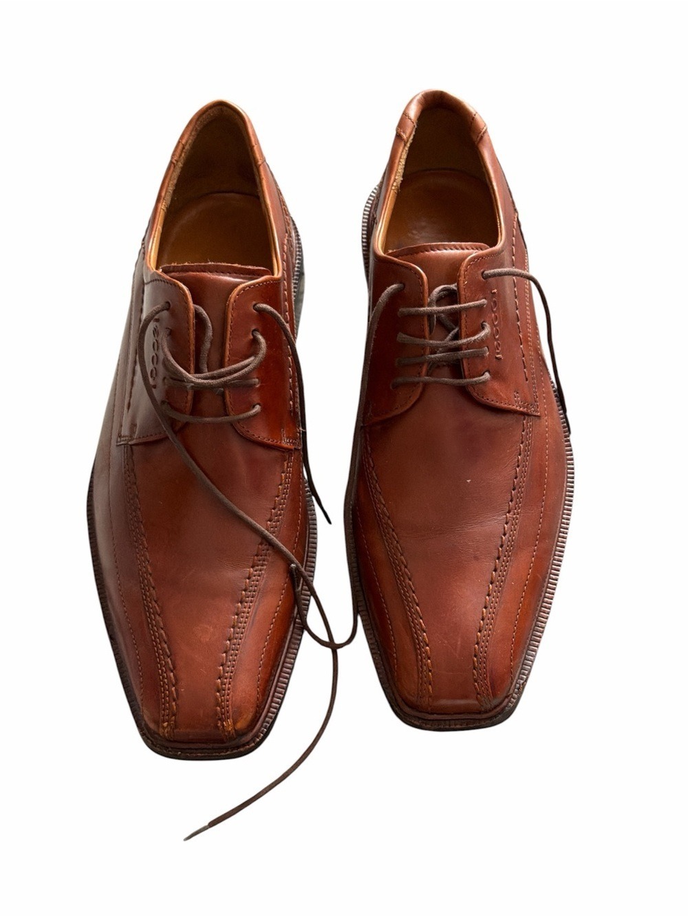 Ecco City Brown Leather Lace- Tie Oxfords 42